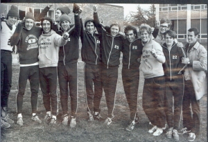 1970 X-Country Team - Jim is 2nd from left, Coach Esten is far right